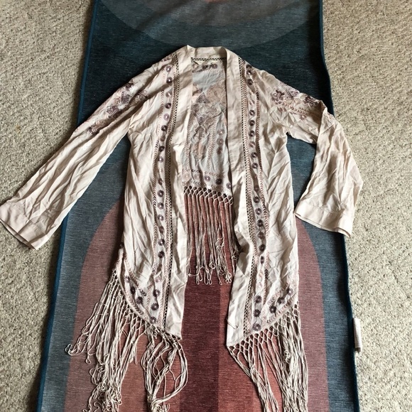 Odd Molly Anthropologie Ticket To Ride Fringe Kimono Duster Jacket - Picture 11 of 13